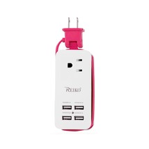 Reiko 4.1 Amp 4 Usb Home Wall Charging Station In Hot Pink - £13.40 GBP