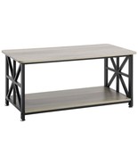 40&quot; Farmhouse Coffee Table, Rectangle Coffee Table with Open Storage Com... - $183.59 CAD