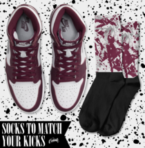 SPLATTER Socks for Air J1 1 High OG Bordeaux Metallic Silver 6 Shirt - $20.69