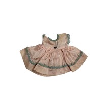 Vintage Peach Clone Barbie‑Size Dress with Green Trim &amp; Snap Closure - $465.81 MXN