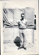Vintage Soldier In Front Of Tent WWII 1943 - $4.99