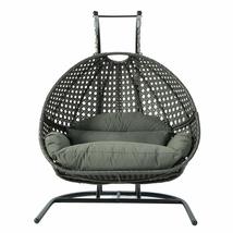 LeisureMod Outdoor Patio Charcoal Wicker Hanging 2 Person Double Egg Swing Chair - $1,337.69