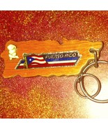 Handcrafted vintage wooden Puerto Rico keychain - £21.83 GBP