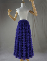 Purple Dotted Tiered Tulle Maxi Skirt Women Plus Size Long Tulle Skirt image 2