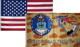 3x5 Wholesale Combo USA American &amp; Operation Iraqi Air Force Flag 3&#39;x5&#39; 2 Pack S - £7.76 GBP