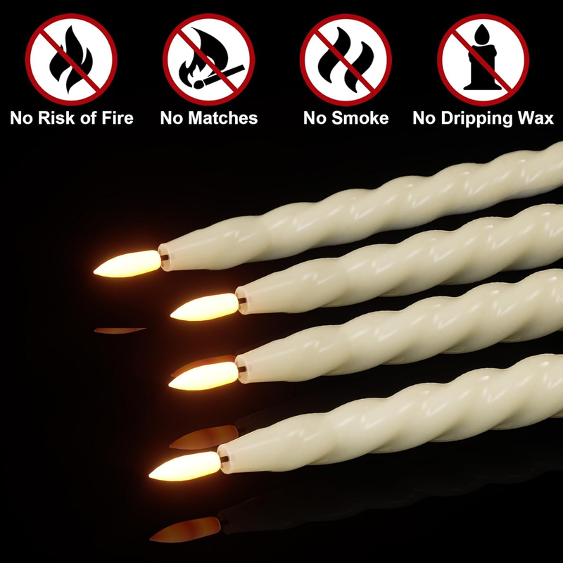 Eldnacele Flameless Flickering Taper Candles with Remote and Timer, Battery Oper Item image 7