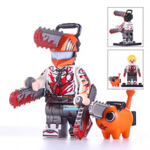 Chainsaw Man Denji with Pochita Custom Printed Lego Compatible Minifigure Bricks - £2.51 GBP
