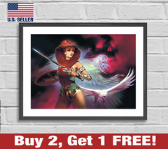 Teela MOTU Poster 18&quot; x 24&quot; Print 80s Cartoon Wall Art He-Man - £10.60 GBP