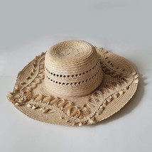 Handmade Women Real Straw Hat Made in Guatemala Size 54 ( Small ) decorated - $12.61