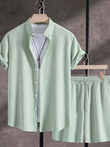 Men&#39;s Ribbed Short Sleeve Shirt and Shorts Set - $44.00