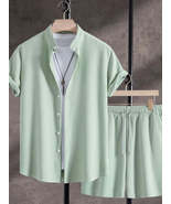 Men&#39;s Ribbed Short Sleeve Shirt and Shorts Set - $59.76 CAD