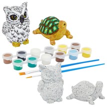 18 Piece Paint Your Own Ceramic Rock Kit With Paint, Brushes, Rocks, 2 S... - £22.72 GBP