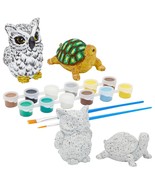 18 Piece Paint Your Own Ceramic Rock Kit With Paint, Brushes, Rocks, 2 S... - £23.94 GBP