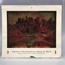 Vintage Metallic Etching Pittsburgh Golden Triangle from Bank Calendar jds - £10.89 GBP
