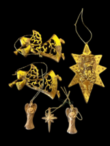 Gold Color Christmas Ornaments Set Lot 6 Angels Cherubs Star of David Collection - $37.15