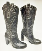 Kenneth Cole Boots Western Cowboy Leather Fashion Studs Brazil Black Wom... - £46.07 GBP