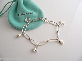 Tiffany & Co Silver Peretti Dove Heart Bean Star Charm Bracelet Gift Pouch Love - £431.07 GBP