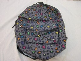 YakPak Multicolored Cheetah Print Hearts Gray Student Backpack Two Pocket 110522 - £14.88 GBP