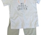 Carters-12 Months My First Easter Outfit Pale Green &amp; White Stripe NWT a... - $9.35