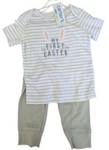 Carters-12 Months My First Easter Outfit Pale Green &amp; White Stripe NWT a... - £7.32 GBP