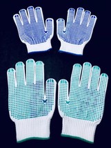 Gardening Gloves 2 Adult Unisex Large Blue &amp; Green Rubber PVC Dot Non Slip Grip - £10.41 GBP