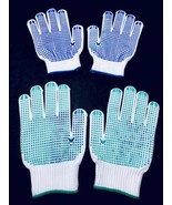 Gardening Gloves 2 Adult Unisex Large Blue &amp; Green Rubber PVC Dot Non Sl... - £10.35 GBP