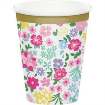 Floral Tea Party 9 oz Hot/Cold Paper Cups 8 Pack Birthday Party Tableware - £8.78 GBP