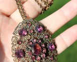 antique VICTORIAN late 1800&#39;s PENDANT shoe clip amethyst brass ESTATE SALE! - £47.95 GBP