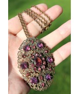 antique VICTORIAN late 1800&#39;s PENDANT shoe clip amethyst brass ESTATE SALE! - $59.99
