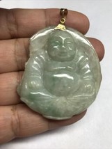 Green Jade Buddha Pendant 14k Yellow Gold Bail Damaged Please See Picture - £121.80 GBP