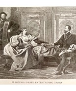 Eleonora D&#39;Este With Tasso Victorian Print 1901 Woman History Ephemera D... - $375.77 MXN