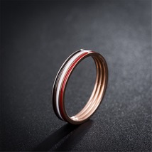 Red &amp; Black Enamel 18K Rose Gold-Plated Band Ring - Set Of Three - £10.96 GBP