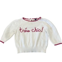 Janie and Jack Paris Tres Chic! White/Pink Girls Sweater 3-6 Months - £11.51 GBP