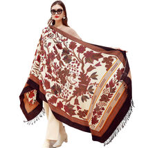 Anyyou 100% Merino Wool Coffee Neck Wrap Silk Satin Large Winter Scarf P... - $101.50