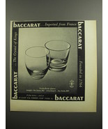 1952 Baccarat On-the-Rocks Glasses Advertisement - £14.55 GBP