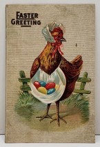 Easter Greetings Postcard Hen With Colorful Eggs Embossed B4 - £7.15 GBP