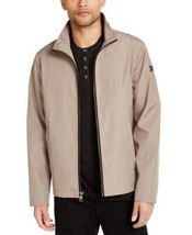 Calvin Klein Mens Full-Zip Water Resistant Bonded Jacket Beige, Size Small - £60.28 GBP