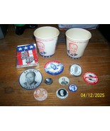 Vintage Political Pins, Flicker Badge, Cups and Playing Cards Political Lot - $33.94 CAD