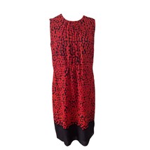 Akris Punto Wool Red Brown Print Sleeveless Knee Length Shift Dress Size 10 - $56.77