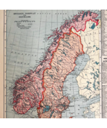 1917 Norway Sweden Denmark Map Atlas Of The World WW1 Era Scandinavia DW... - $730.94 MXN