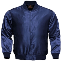 Letterman college baseball bomber sports jacket quality satin blue - £52.57 GBP