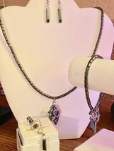 OOAK Handcrafted Hematite Dolphin/Heart Necklace Set - £19.91 GBP