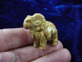 (Y-RAM-554) Ram Sheep Carving Tan Picture Jasper Gem Stone Figurine Big Horn - £11.23 GBP