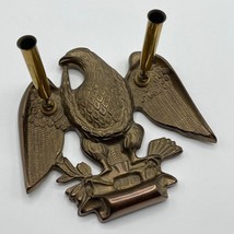 Vintage Cast Metal Brass Eagle Pen Holder Swivel Adjustable Gold Tone - £35.31 GBP