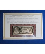 1890 $1,000 Treasury Note Gold-Colored from the Danbury Mint - £11.05 GBP