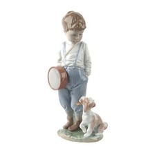 LLADRO &quot;Friendly Duet&quot; #6846 Figurine Young Boy with Drum and Puppy Retired - £179.47 GBP