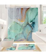 Gibelle 4 Pcs Shower Curtain Set with Non-Slip Rugs Toilet Lid Cover and... - $28.99