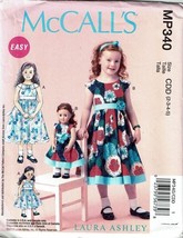 McCalls Sewing Pattern MP340 6875 Dress Girls Sz 2-5 Plus Doll Clothes 18&quot; - £7.53 GBP