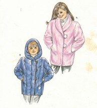 Girls Kwik Sew 3/4 Length Fake Fur Quilt Coat Hood Shawl Collar Sew Pattern 8-14 - $13.99