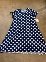 LulaRoe Carly Dress Blue White Polka Dot Geometric Hi Lo Swing Sz 2XL NEW - £17.37 GBP